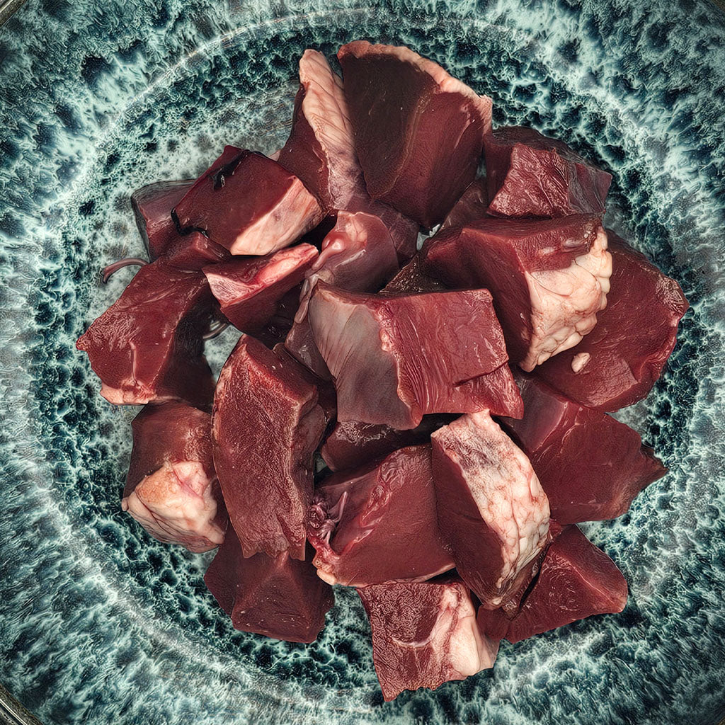 Rinderherz geschnetzelt – rohes Muskelfleisch für Hunde aus der Ostschweiz
