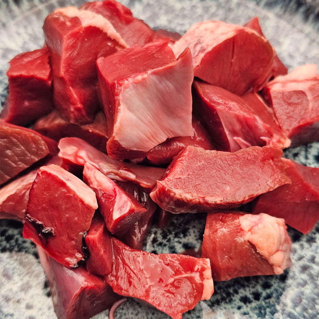 Rinderherz geschnetzelt – rohes Muskelfleisch für Hunde aus der Ostschweiz