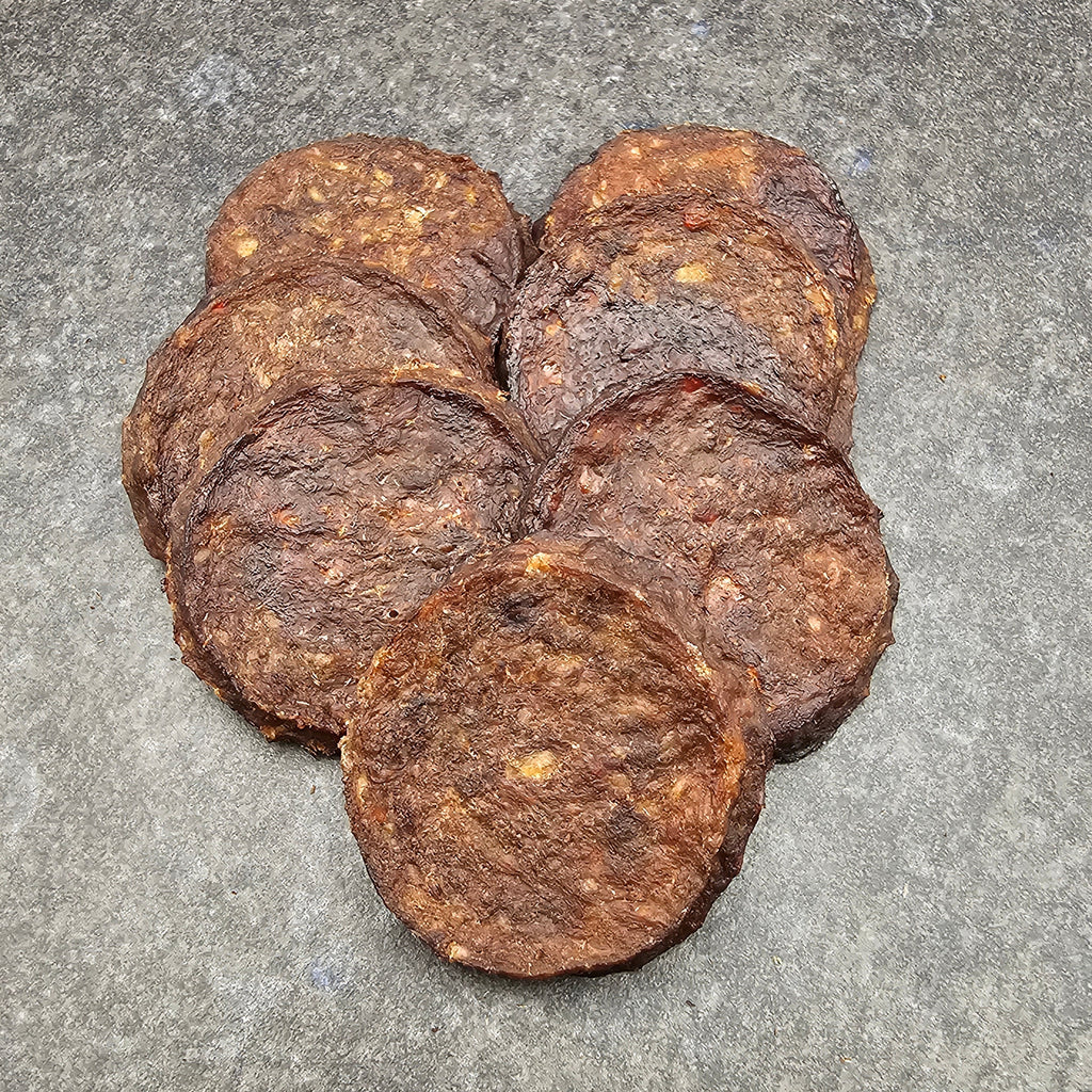 Getrockneter Rindfleisch Burger – natürlicher Kausnack für Hunde aus der Schweiz
